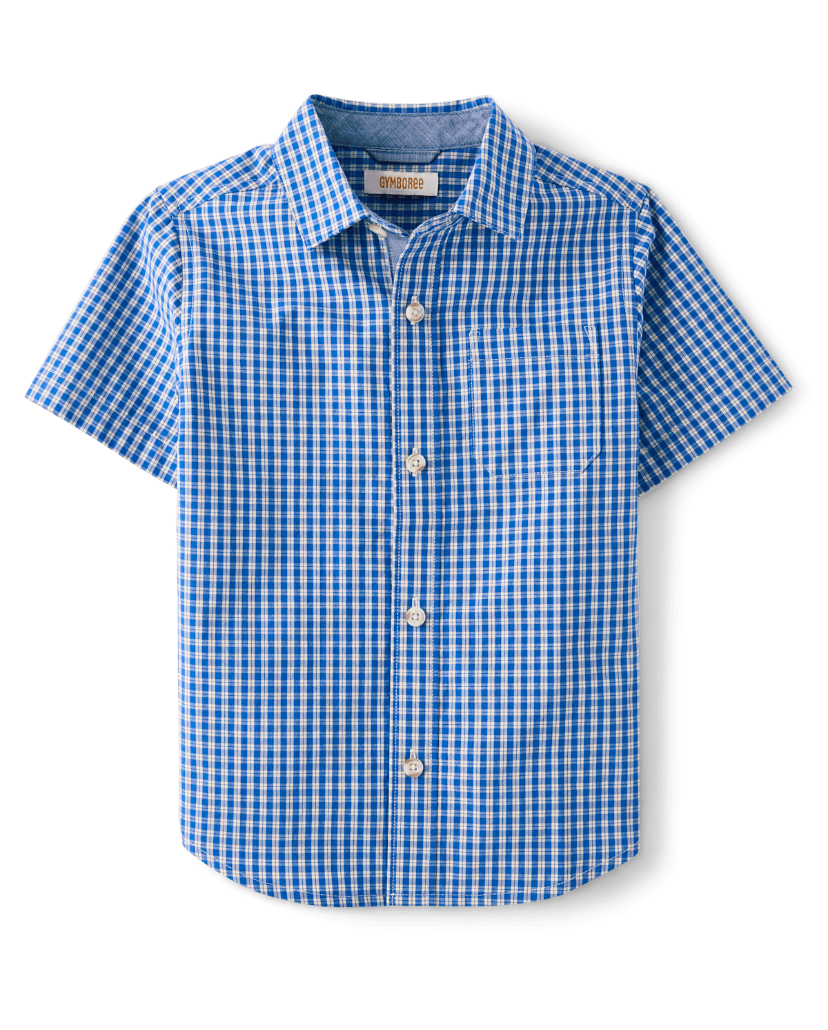 Детские рубашки Gymboree Boys Plaid Poplin Button Up Shirt - Collegiate Club