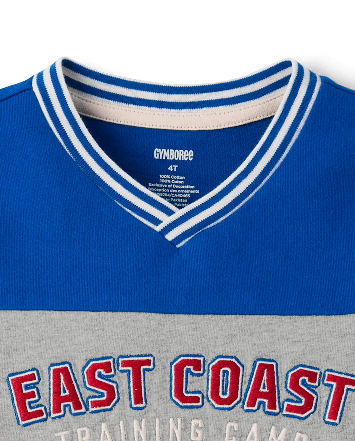 Детские топы Gymboree Boys Embroidered Varsity V-Neck Top - Collegiate Club — фото 2