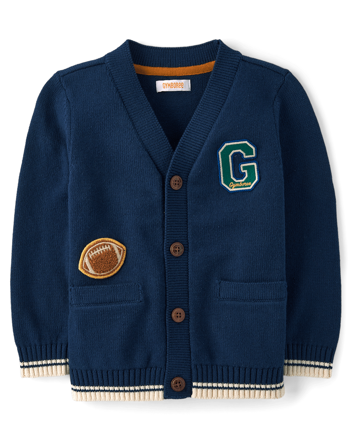 Детские кардиганы Gymboree Boys Applique Varsity Football Patch Cardigan - Collegiate Club