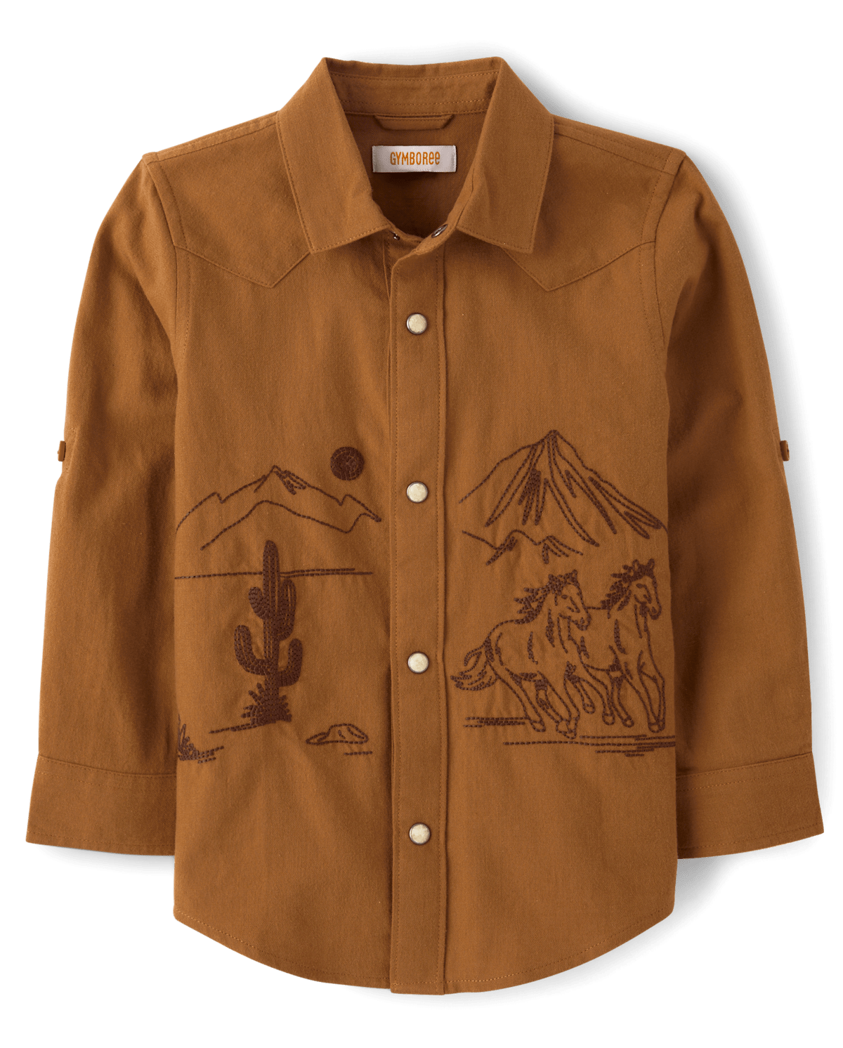 Детские рубашки Gymboree Boys Embroidered Horse Flannel Snap Front Shirt - Blue Sky Mountain