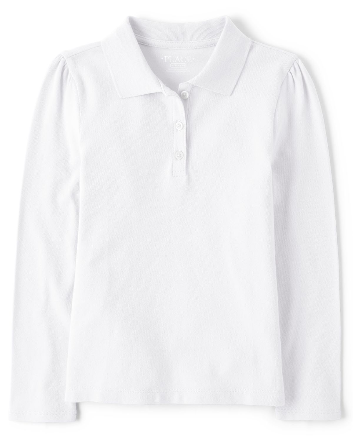 Girls' Uniform Long-Sleeve Pique Polo — White