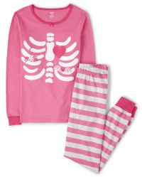 Womens Matching Family Long Sleeve Skeleton Cotton 2 Piece Pajamas Gymmies PINK Gymboree CA