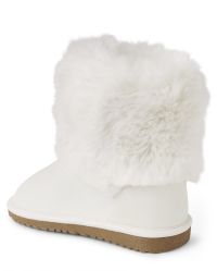 New Girl's faux fur lined winter boot with Pom Pom Tan