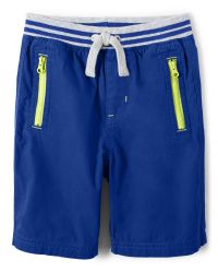 Boys Poplin Pull On Zipper Shorts - Future Astronaut | Gymboree - EDGE BLUE