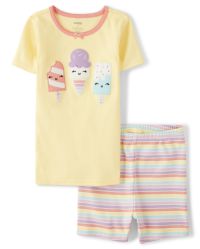 NWT Gymboree Ice Cream Girl Pink Shortie Gymmies Pajamas Set 2 3 4 12 