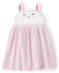 Girls Sleeveless Bunny Seersucker Jumper Dress Spring