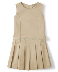 Girls Sleeveless Woven Pleated Jumper with Stain and Wrinkle Resistance ...