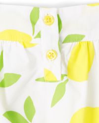 Girls Short Sleeve Lemon Print Bow Top - Citrus & Sunshine