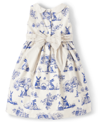 Children's Bunny Print Peter Pan Collar Dress