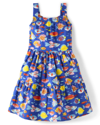 Girls Sleeveless Fish Tiered Dress - Splish-Splash - BLUE | Gymboree