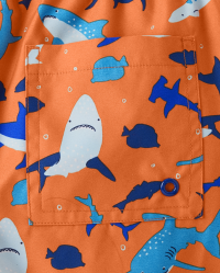 Boys Shark Print Swim Trunks - Splish-Splash - ORANGE | Gymboree