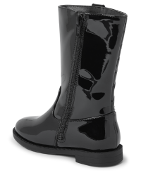 Girls Tall Riding Faux Patent Leather Boots BLACK Gymboree CA
