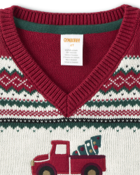 Boys Sleeveless Intarsia Truck Fairisle Sweater Vest Christmas Cabin SALSA Gymboree