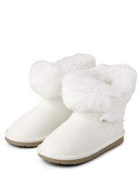 Girls white furry boots 2025