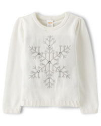 Girls Long Sleeve Embroidered Snowflake Knit Sweater Girls Long Sleeve Embroidered Snowflake Knit Sweater