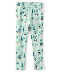 Babyhug Cotton Footed Bootie Leggings Striped & Polar Bear Print Pack of 3 - Blue & Green