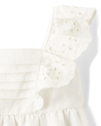Baby Girls Mommy And Me Short Sleeve Eyelet Linen-Blend Flutter Dress ...
