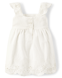 Baby Girls Mommy And Me Short Sleeve Eyelet Linen-Blend Flutter Dress ...