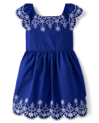 Girls Mommy And Me Short Flutter Sleeve Eyelet Poplin Woven Fit And ...