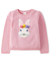 Girls Long Sleeve Embroidered Bunny Sweater Spring Celebrations PINK Gymboree CA
