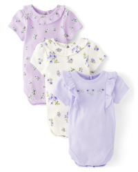 Baby Girls Short Sleeve Floral Flutter Bodysuit 3-Pack - Homegrown by Gymboree | Gymboree - MULTI CLR