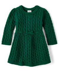 Baby Girls Long Sleeve Cable Knit Sweater Dress Homegrown by