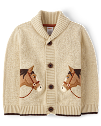 Shawl Collar Horse Cardigan