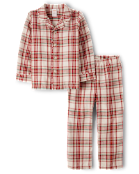 Unisex Kids Matching Family Christmas Long Sleeve Plaid Flannel Pajamas Gymmies WHITE Gymboree CA