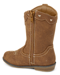 Gymboree Girls Glitter Heart Cowgirl Boots Little Essentials in Tan Size Youth 12 100 Faux Suede