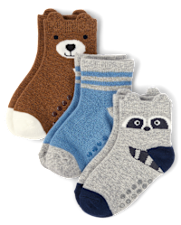 Boys Bear Raccoon Crew Socks 3-Pack - Country Charm - MULTI | Gymboree