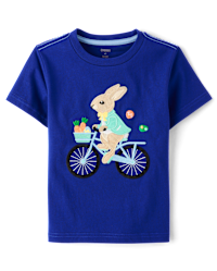 Boys Short Sleeve Embroidered Bunny Top - Garden Party