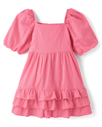 Girls White & Pink Bow Athletic Active Sport Ruffled Dress