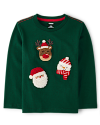 Boys Long Sleeve Chenille Embroidered Holiday Top - Royal Christmas ...