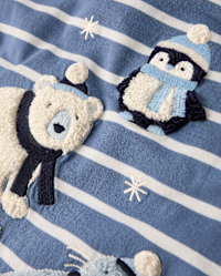 Boys Long Sleeve Striped Embroidered Polar Animals Top - First