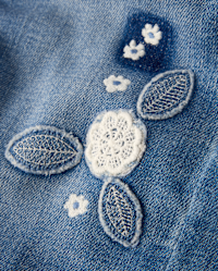 Girls Floral Crochet Applique Wide Leg Jeans - Driftwood Bay