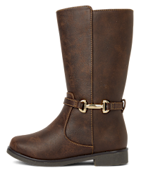 Girls Buckle Boots - Little Essentials - brown