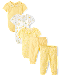 Baby Girls Floral 5-Piece Outfit Set - Homegrown by Gymboree - yellow