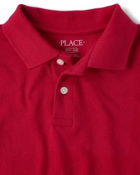 The Children's Place Boys' gray short sleeve w aqua trim Polo Shirt,S 5/6 M 7/8