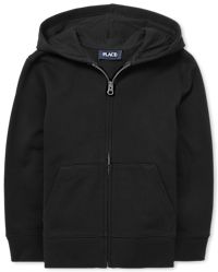 Boys Uniform Long Sleeve Zip Up Hoodie The Children s Place BLACK