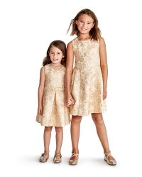 Toddler Girls Sleeveless Metallic Gold Jacquard Woven Dress - WHITE | The  Children's Place