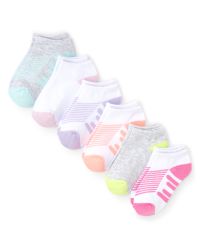 Girls Striped Cushioned Ankle Socks 6-Pack