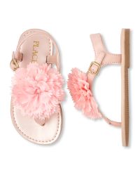 Toddler Girls Flower Faux Leather T-Strap Sandals | The Children's ...