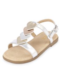 Toddler Girls Heart Faux Leather T-Strap Sandals