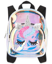 Girls Glitter Unicorn Iridescent Mini Backpack
