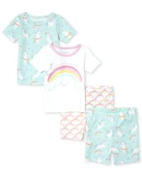 Baby And Toddler Girls 'Magical' Unicorn Snug Fit Cotton 4-Piece Pajamas