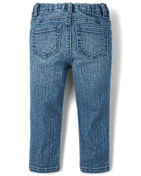 The Children's Place Girls 2-Pack Skinny Jeans - Stretchy Denim, Adjustable Waist, Dark Wash & Blue - View #7