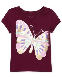Baby And Toddler Girls Foil Butterfly Graphic Tee