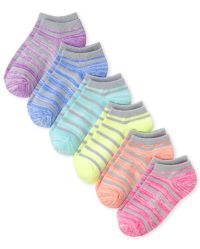 Girls Marled Striped Super Soft Ankle Sock 6-Pack