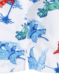 Babyhug 100% Cotton Trunks with Dino Print & Stripes Pack of 3 - Blue & White main image 1