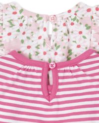 Baby Girls Short Flutter Sleeve Embroidered 'Love Bug' Lady Bug Striped ...
